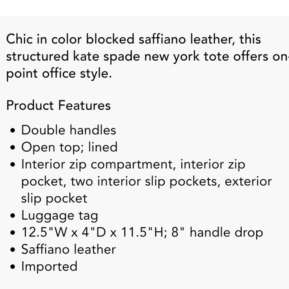 Kate Spade‎ New York Cameron Street Havana Color Block Black and White Tote Bag - Picture 2 of 15